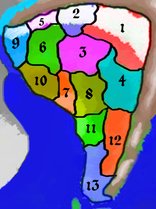 A Map Displaying the many Districts that make up Kaltia