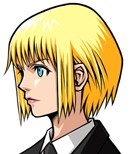 Rosalind's game sprite, with mako-colored eyes.