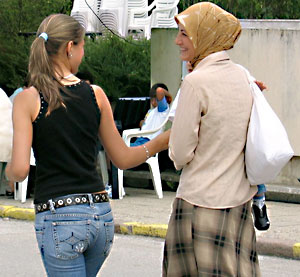 Secularized Christian girl with a Muslim friend.
